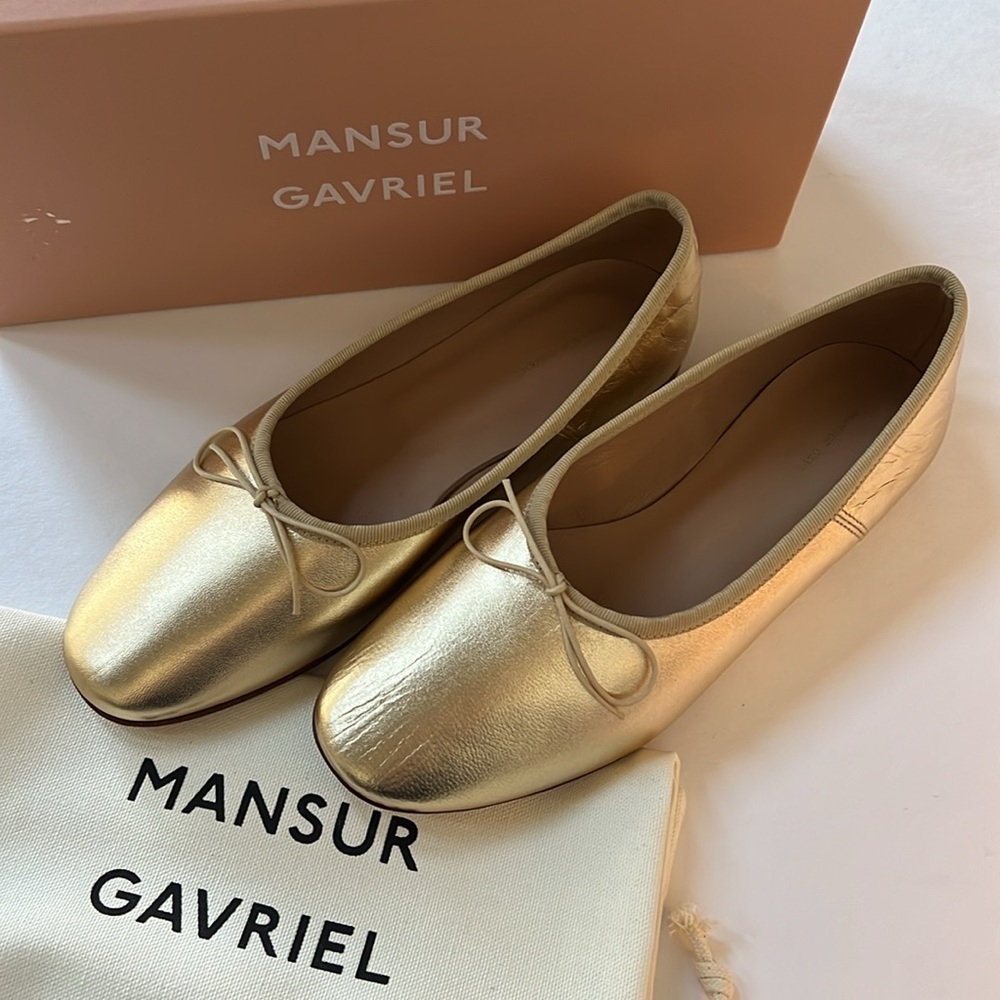 Mansur Gavriel gold lambskin dream ballerina flat